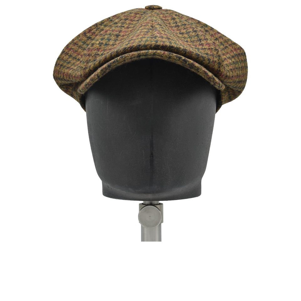 Amidé Hadelin | Abraham Moon Shetland tweed houndstooth newsboy cap - brown_front