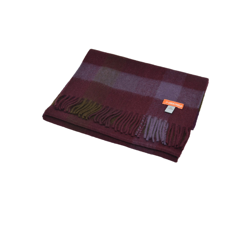 Amidé Hadelin Orange Label | Cashmere block check scarf, crimson/bronze green/purple_full