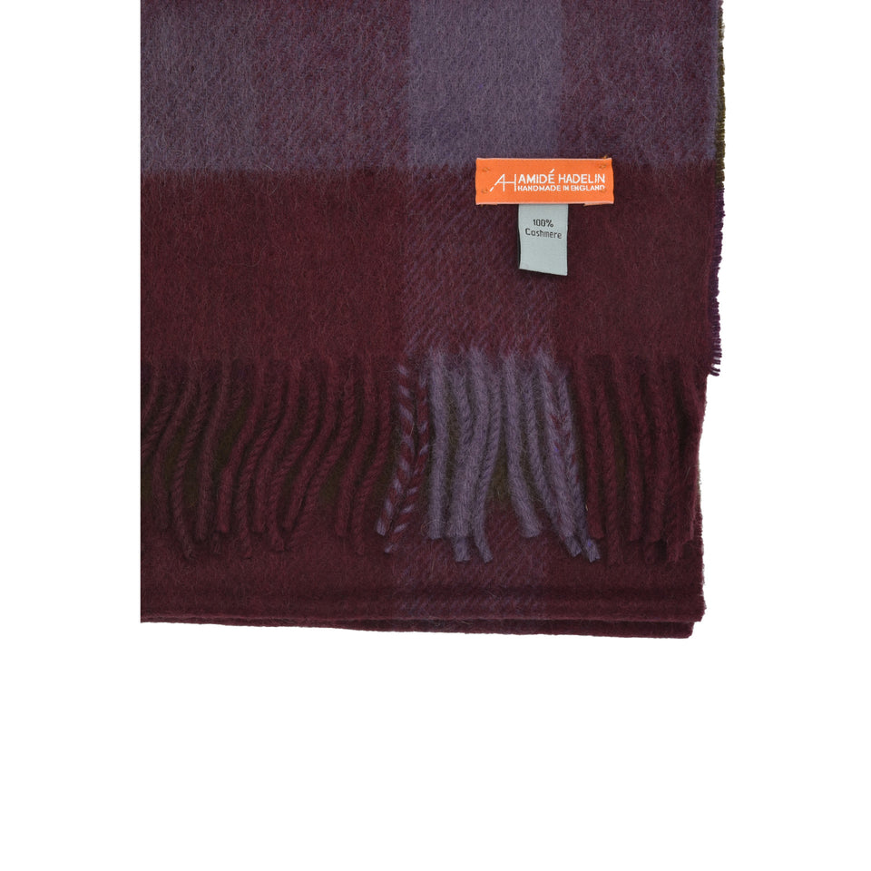 Amidé Hadelin Orange Label | Cashmere block check scarf, crimson/bronze green/purple_label