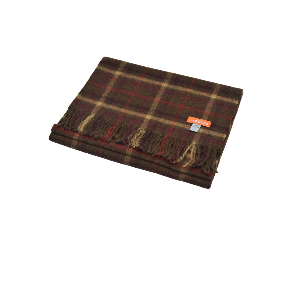 Amidé Hadelin Orange Label | Cashmere tattersall check scarf, brown/beige/purple/red_full