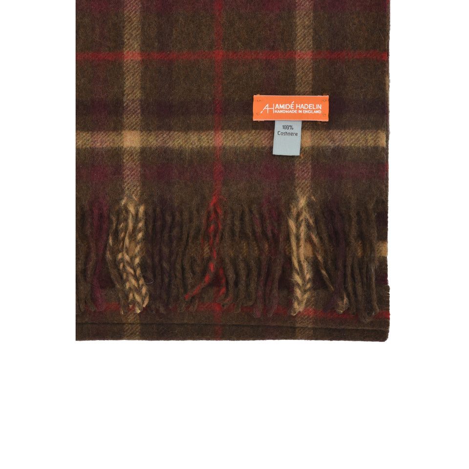 Amidé Hadelin Orange Label | Cashmere tattersall check scarf, brown/beige/purple/red_label