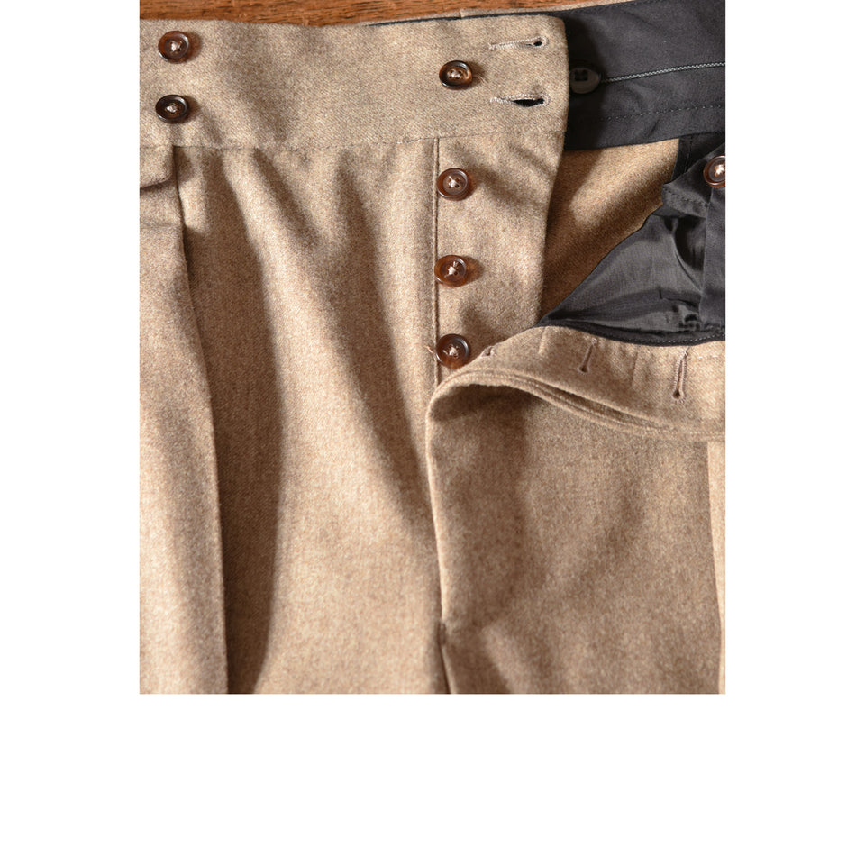 Amidé Hadelin | MTO | VBC flannel trousers - light brown_fly