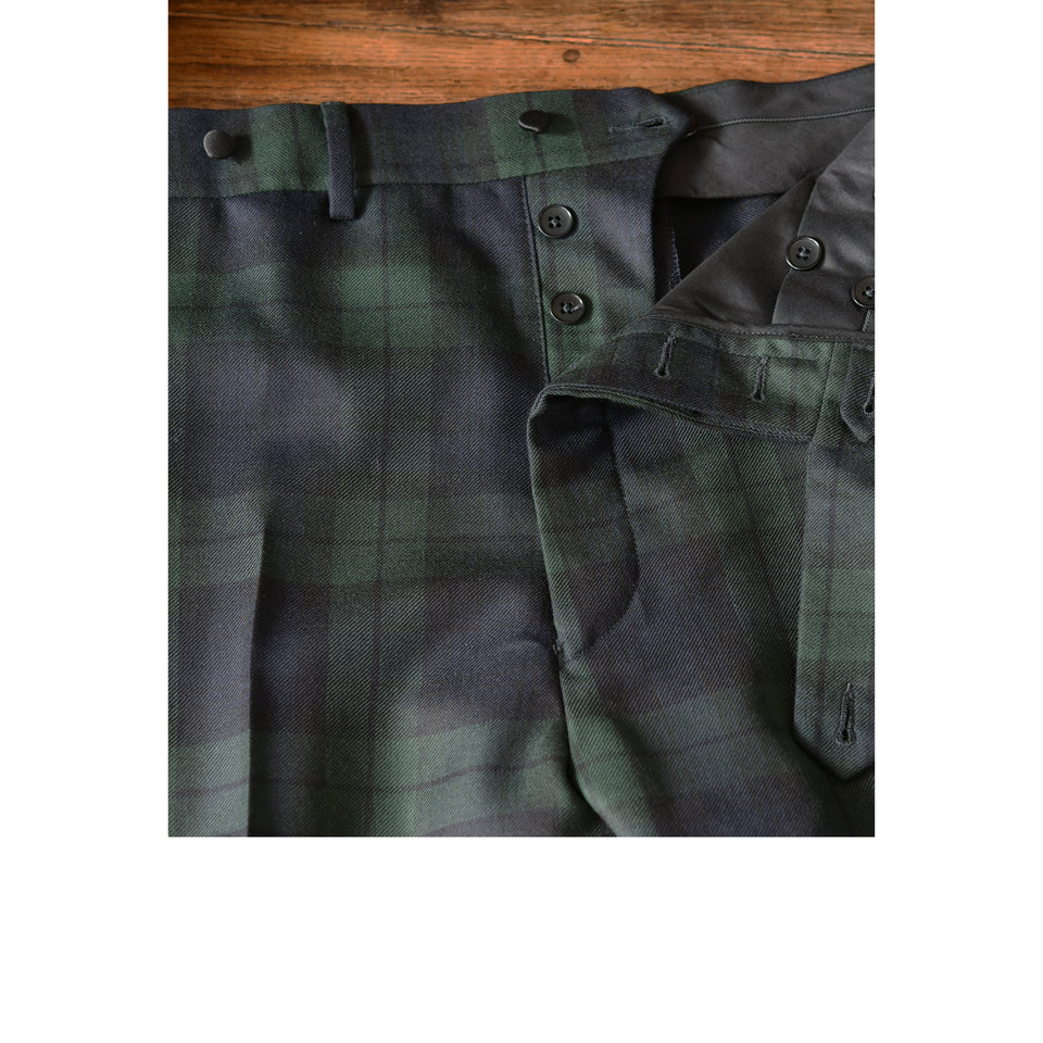 Amidé Hadelin | MTO | Abraham Moon worsted dinner trousers - Black Watch_fly