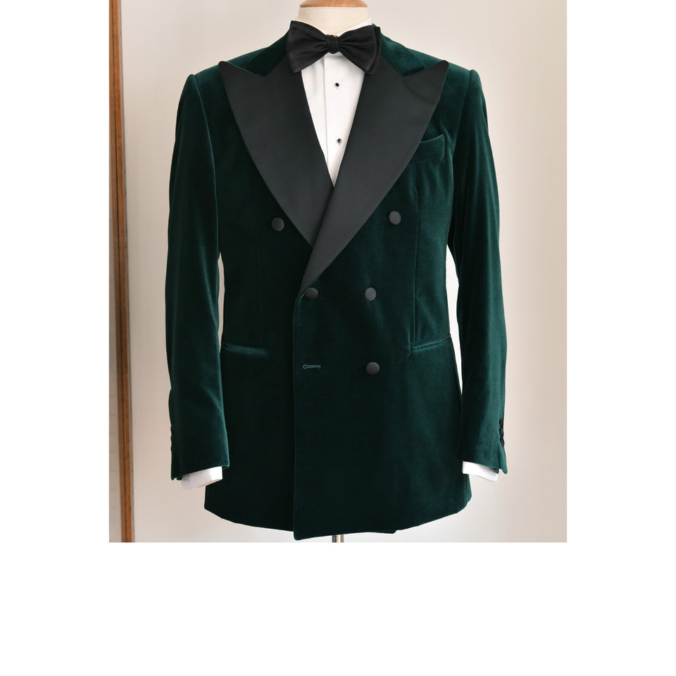 Amidé Hadelin | MTO | Double breasted velvet dinner jacket - green_full