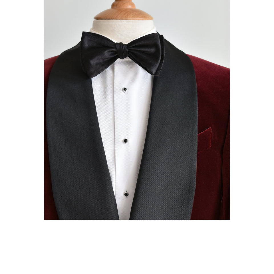Amidé Hadelin | MTO | Shawl collar velvet dinner jacket - burgundy_shawl collar