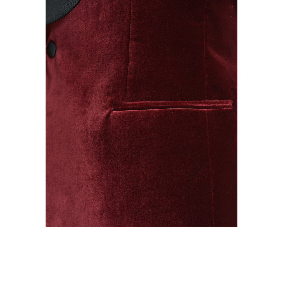 Amidé Hadelin | MTO | Shawl collar velvet dinner jacket - burgundy_jetted pocket