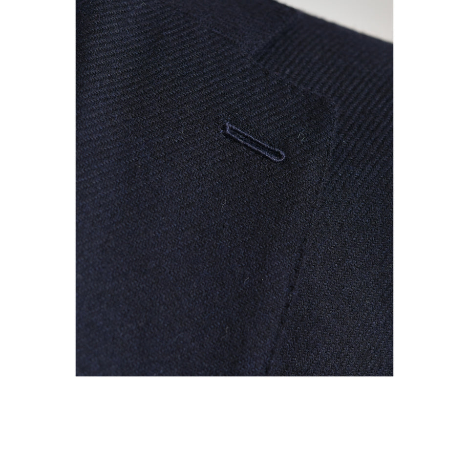 Amidé Hadelin | MTO | Orange Label Abraham Moon merino tweed jacket - navy_milanese buttonhole