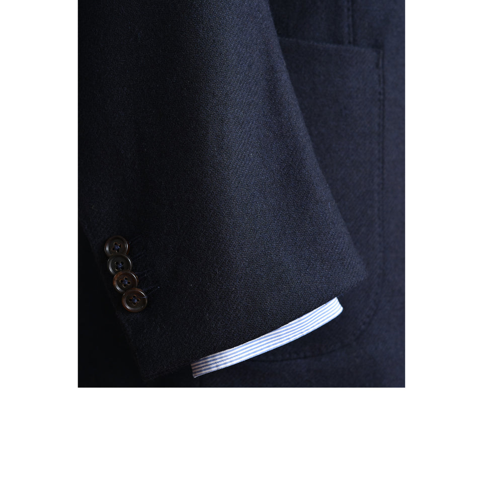 Amidé Hadelin | MTO | Orange Label Abraham Moon merino tweed jacket - navy_sleeve buttons