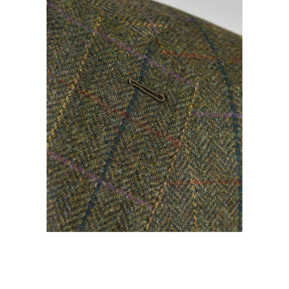 Amidé Hadelin | MTO | Abraham Moon herringbone overcheck hacking jacket - green_milanese buttonhole