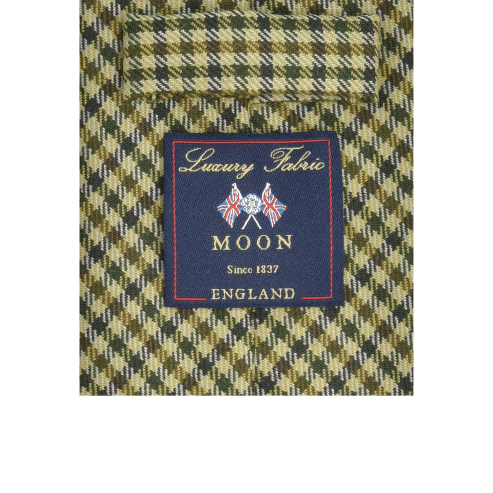 Amidé Hadelin | Abraham Moon gun club check worsted wool tie - Handmade in Italy, beige/green_label