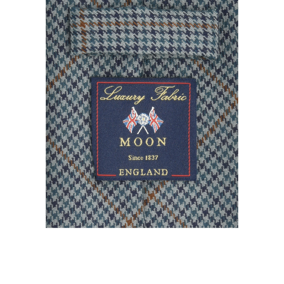 Amidé Hadelin | Abraham Moon houndstooth check worsted wool tie - Handmade in Italy, grey/blue_label