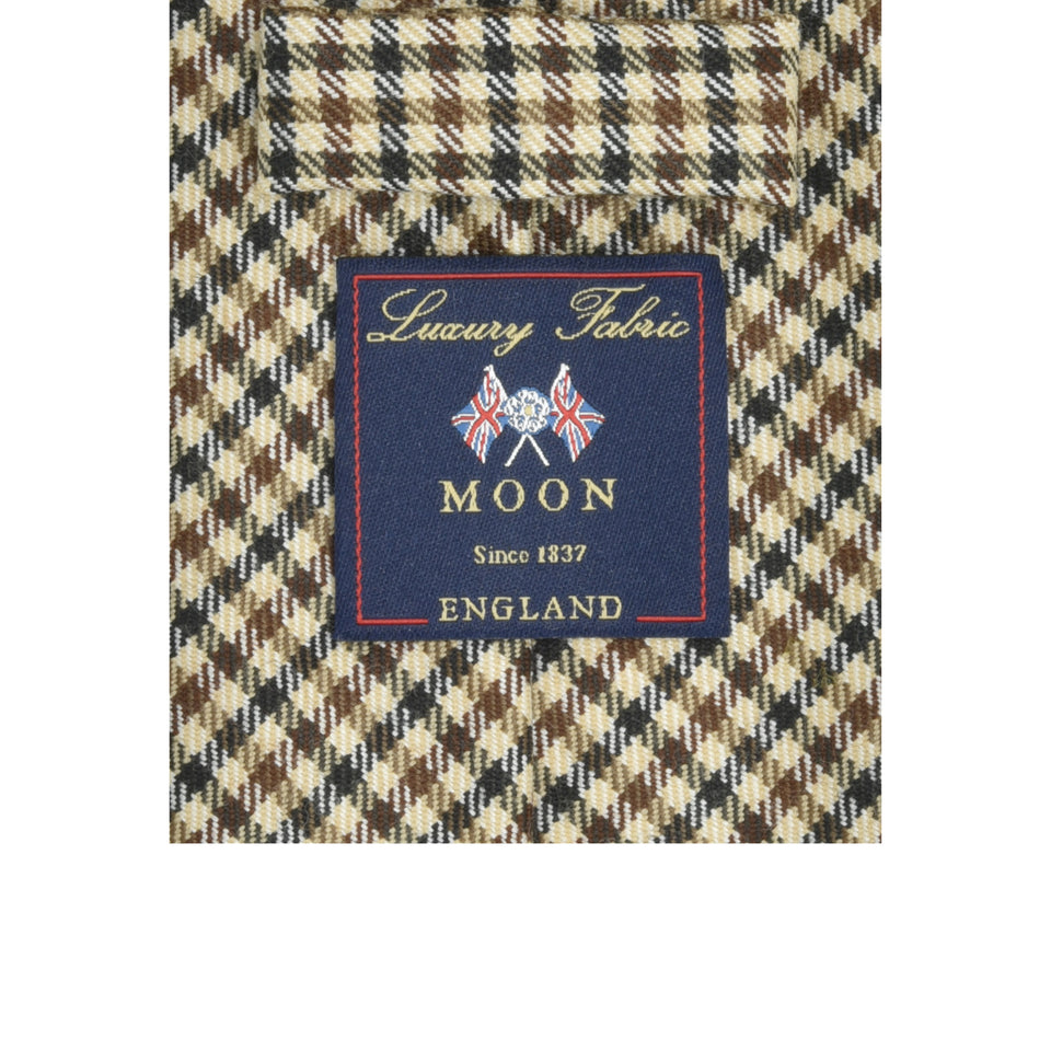 Amidé Hadelin | Abraham Moon gun club check worsted wool tie - Handmade in Italy, beige/brown_label