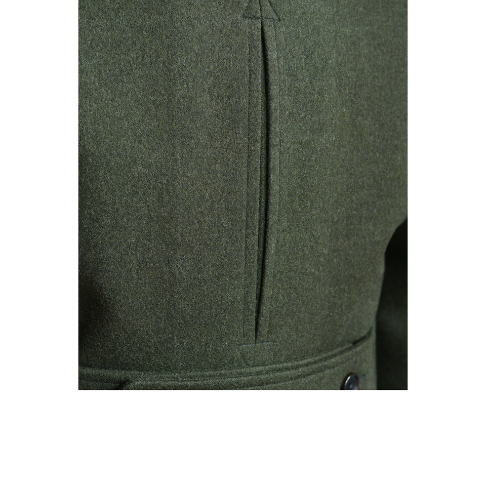 Amidé Hadelin | MTO | Loden Polo coat - green_back pleat