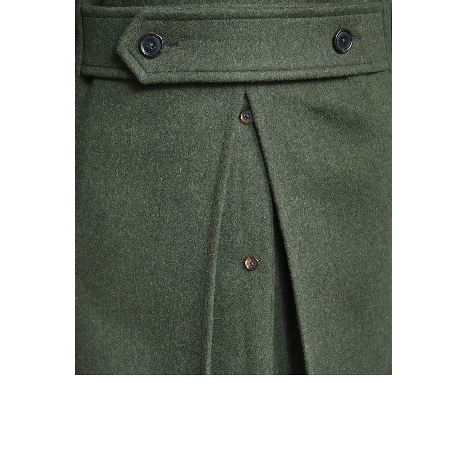 Amidé Hadelin | MTO | Loden Polo coat - green_half belt and split