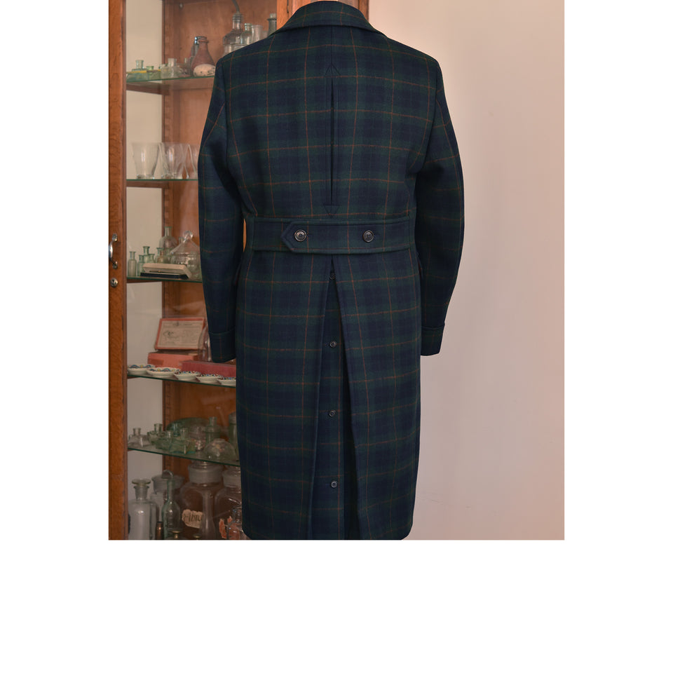 Amidé Hadelin | MTO | Loden tartan Polo coat - navy_back