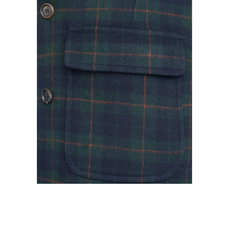 Amidé Hadelin | MTO | Loden tartan Polo coat - navy_pocket