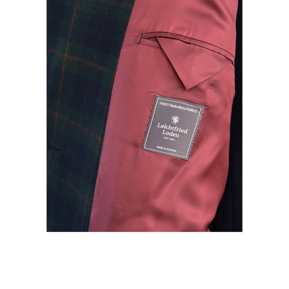 Amidé Hadelin | MTO | Loden tartan Polo coat - navy_leichtfried label