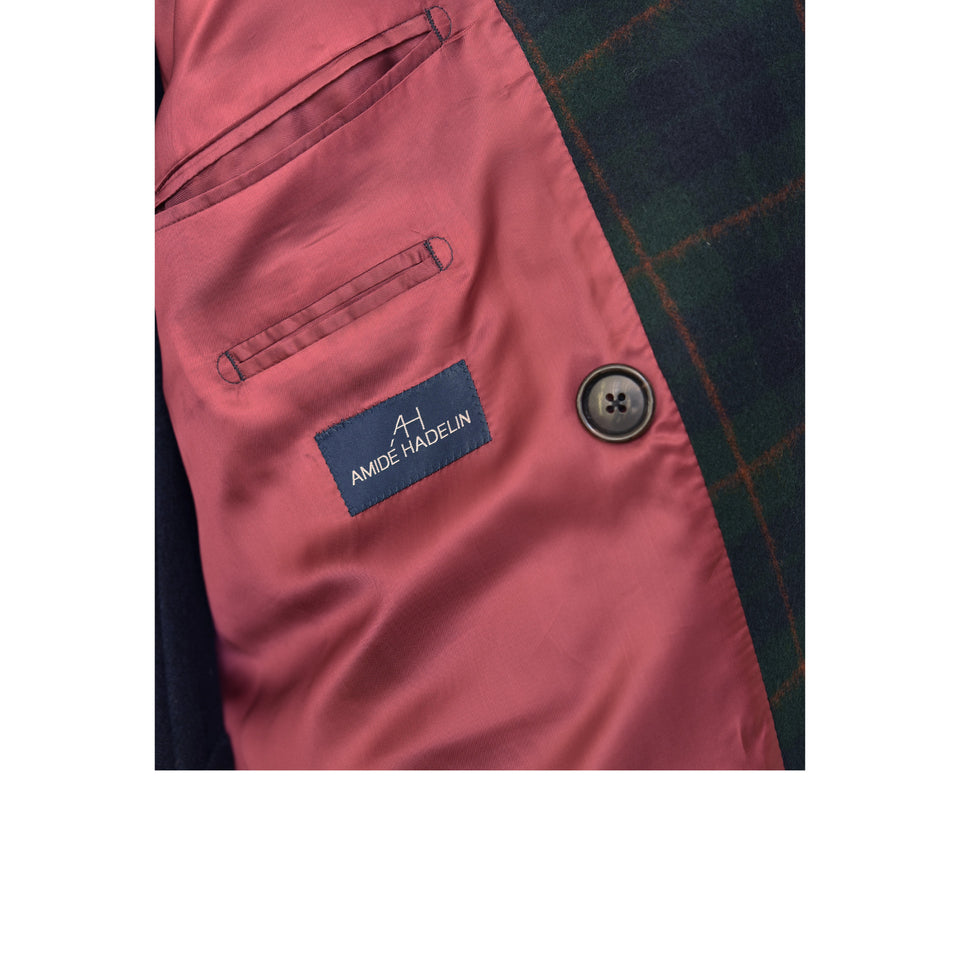 Amidé Hadelin | MTO | Loden tartan Polo coat - navy_label