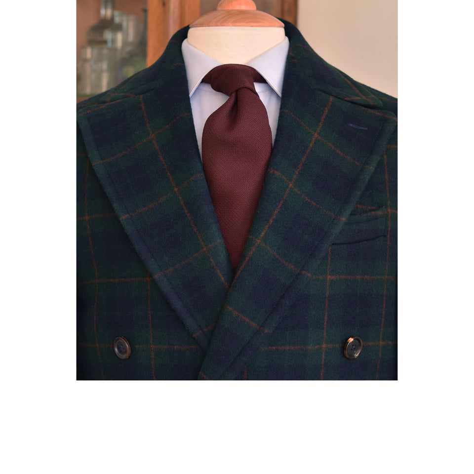 Amidé Hadelin | MTO | Loden tartan Polo coat - navy_lapels