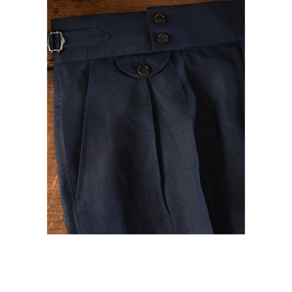 Amidé Hadelin | MTO | Linen high waisted trousers - navy_waistband