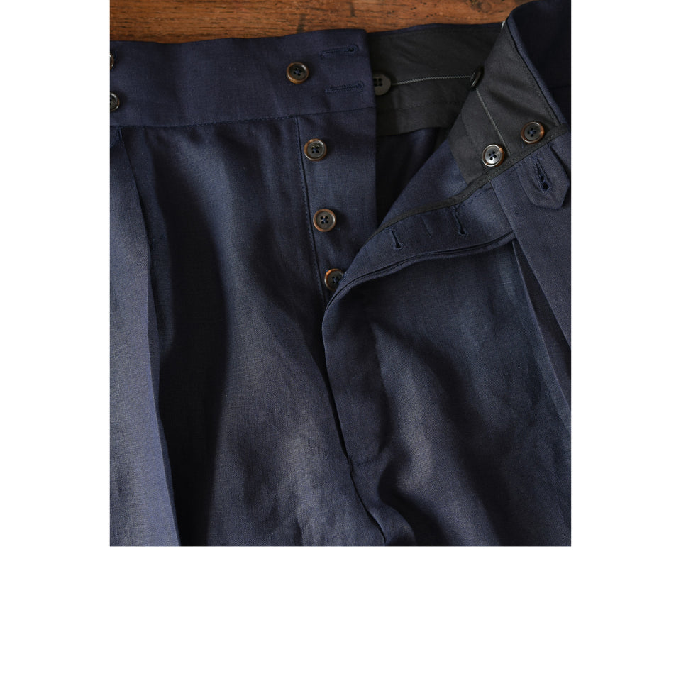 Amidé Hadelin | MTO | Linen high waisted trousers - navy_button fly