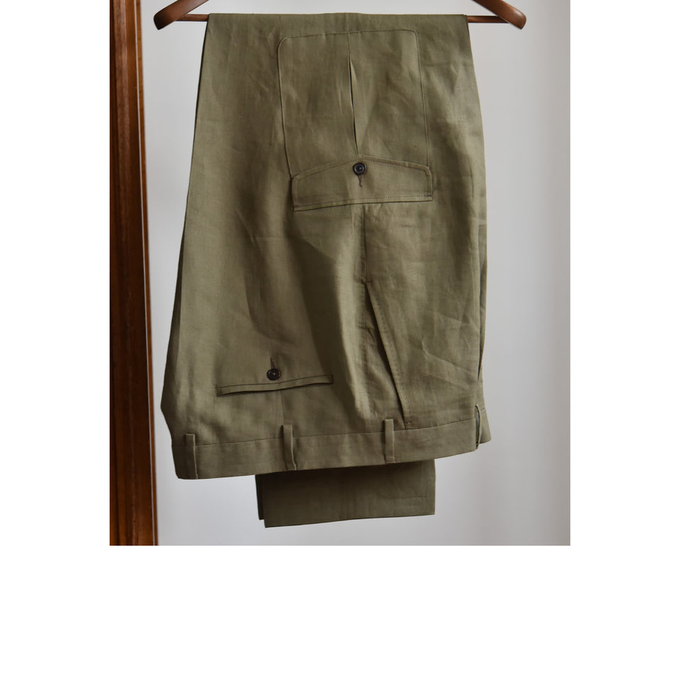Amidé Hadelin | MTO | Linen high waisted cargo trousers - olive_full