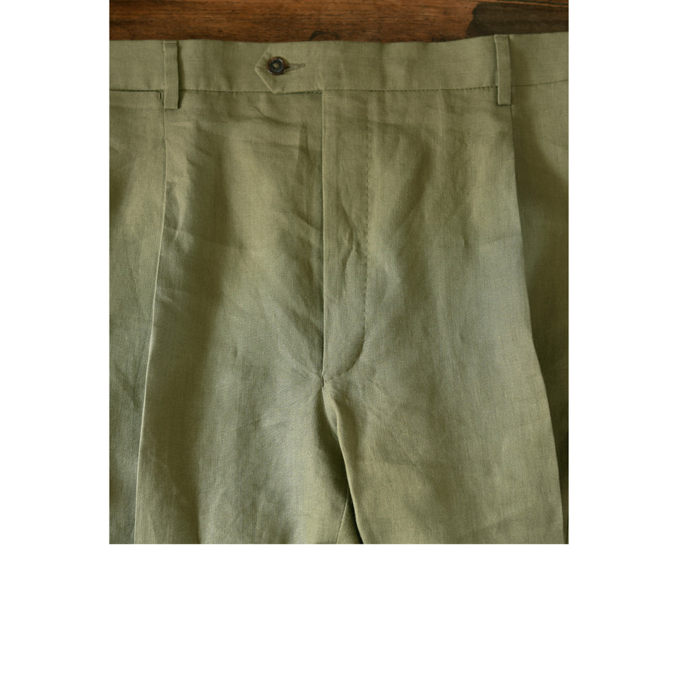 Amidé Hadelin | MTO | Linen high waisted cargo trousers - olive_front