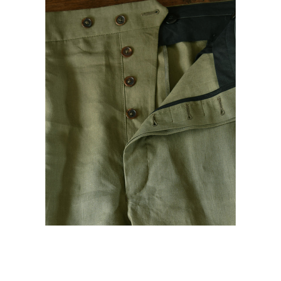 Amidé Hadelin | MTO | Linen high waisted cargo trousers - olive_button fly