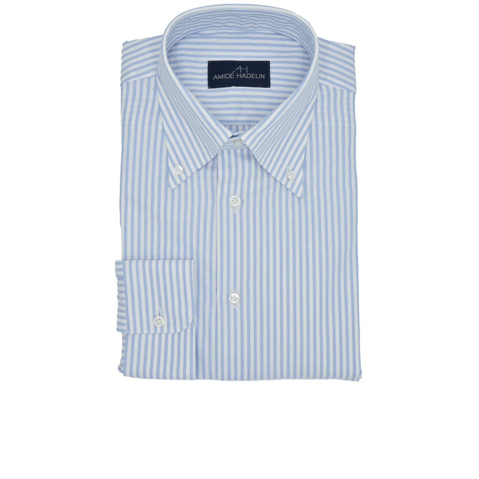 MTO button down striped oxford shirt - white/blue