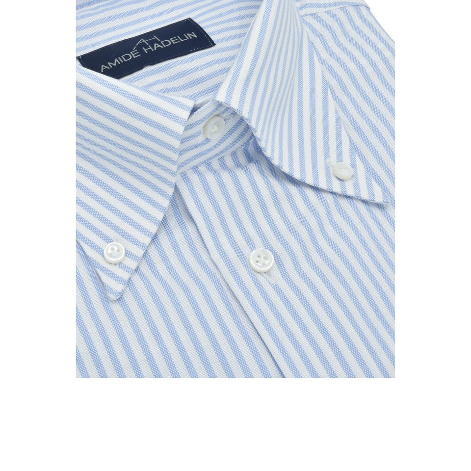 MTO button down striped oxford shirt - white/blue