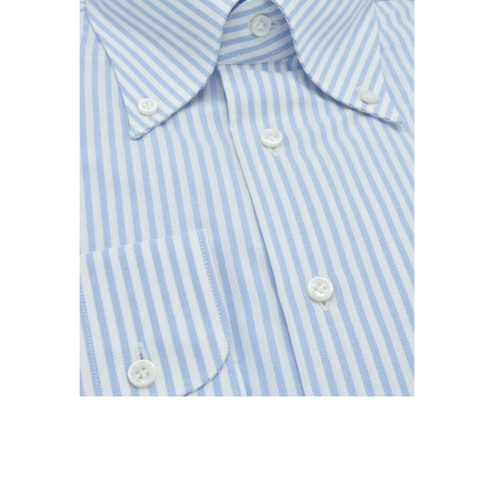 MTO button down striped oxford shirt - white/blue