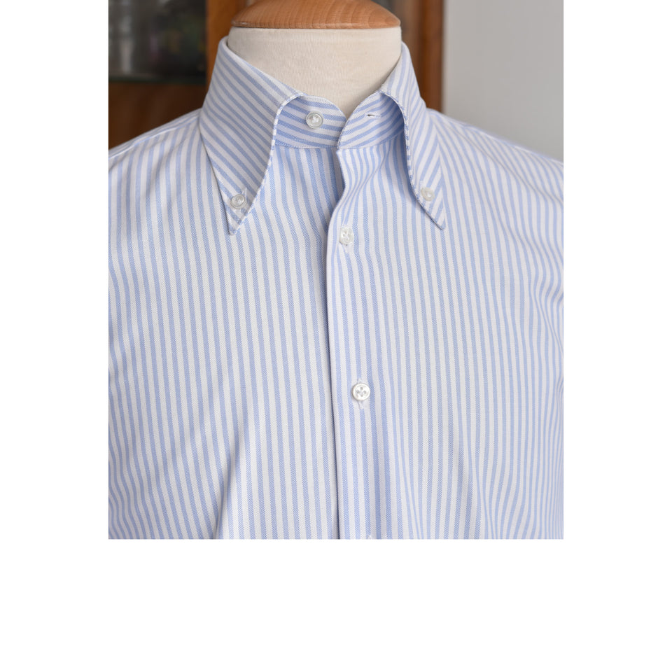 MTO button down striped oxford shirt - white/blue