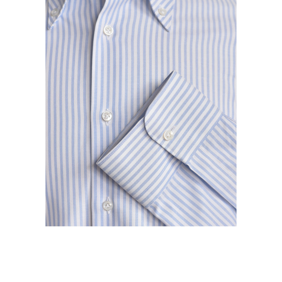 MTO button down striped oxford shirt - white/blue
