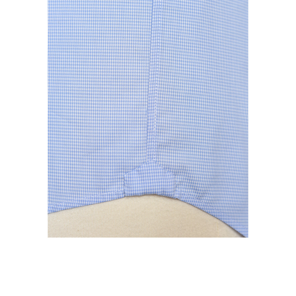 MTO spread collar micro houndstooth twill shirt - medium blue