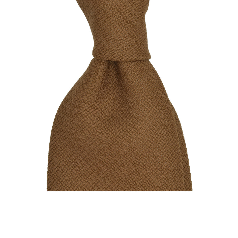 Amidé Hadelin | Fresco Mock Leno handmade Italian tie, tobacco_knot