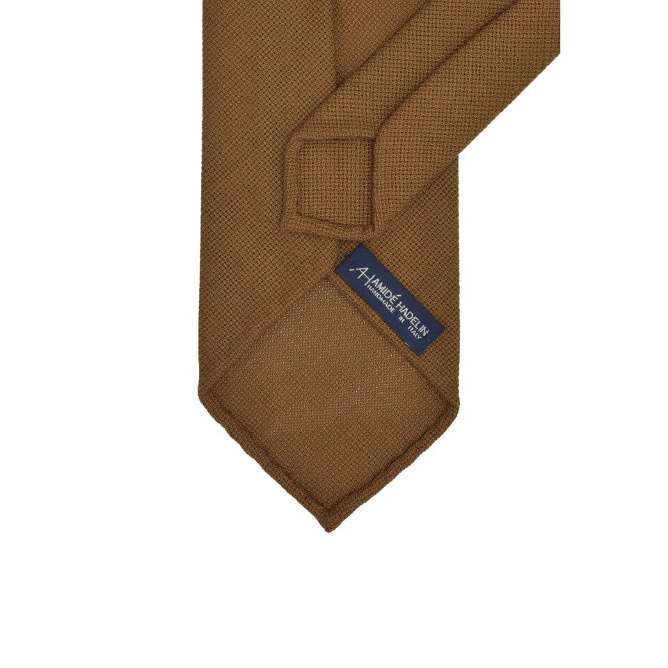 Amidé Hadelin | Fresco Mock Leno handmade Italian tie, tobacco_back