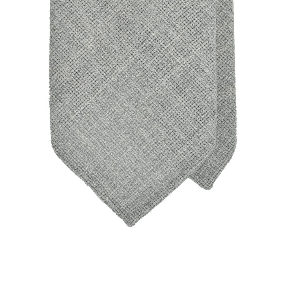 Amidé Hadelin | Fresco Mock Leno handmade Italian tie, light grey_tip