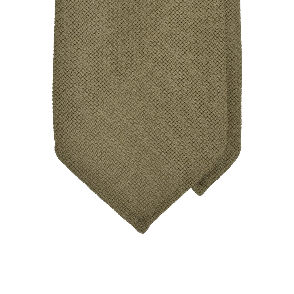 Amidé Hadelin | Fresco Mock Leno handmade Italian tie, olive_tip
