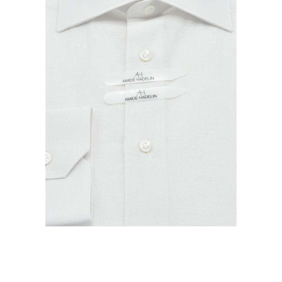 MTO spread collar linen/cotton shirt - white