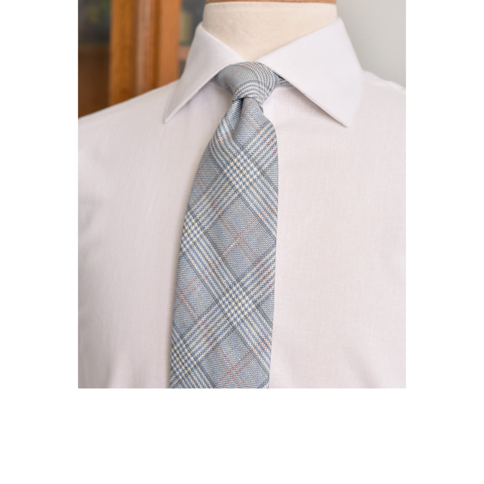 MTO spread collar linen/cotton shirt - white