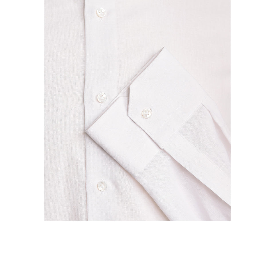 MTO spread collar linen/cotton shirt - white