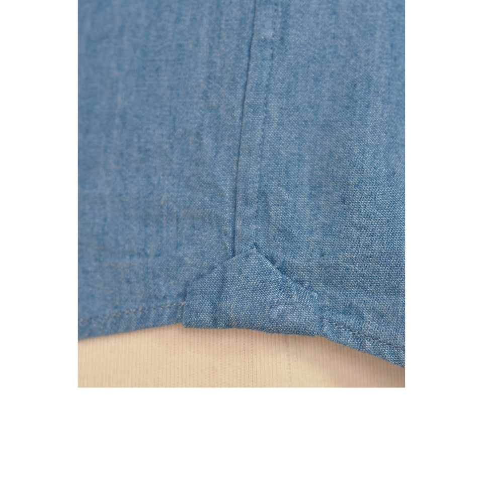 MTO spread collar denim shirt - blue