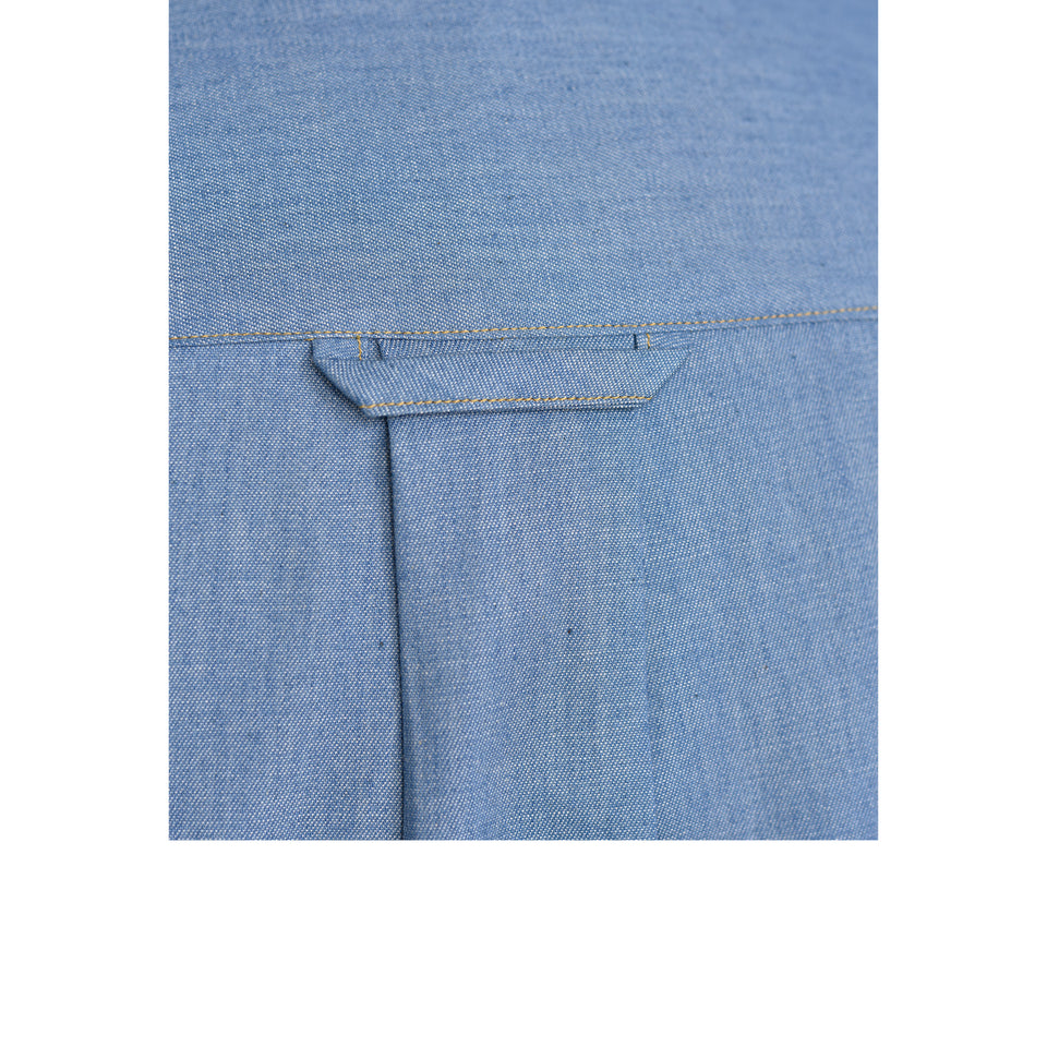 MTO spread collar denim shirt - blue