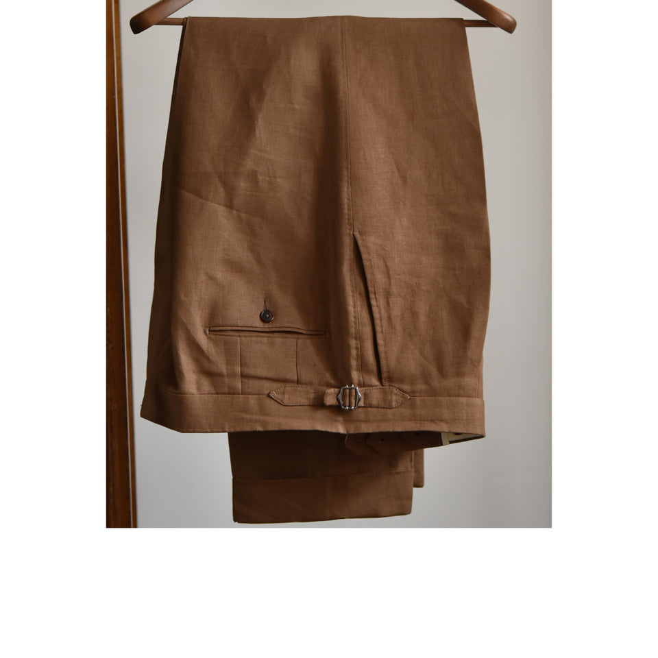 MTO | Irish linen high waisted trousers - dark tan