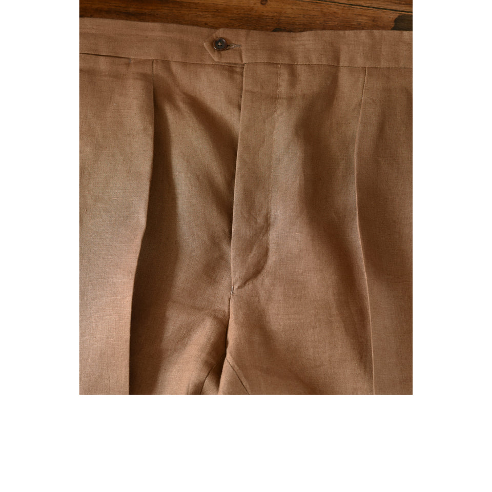 MTO | Irish linen high waisted trousers - dark tan