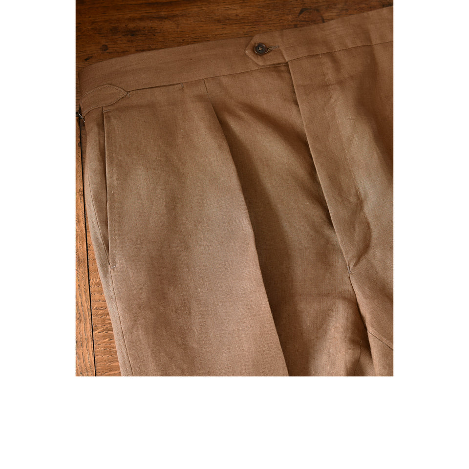 MTO | Irish linen high waisted trousers - dark tan