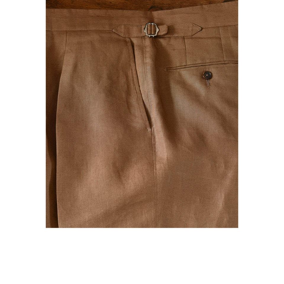 MTO | Irish linen high waisted trousers - dark tan