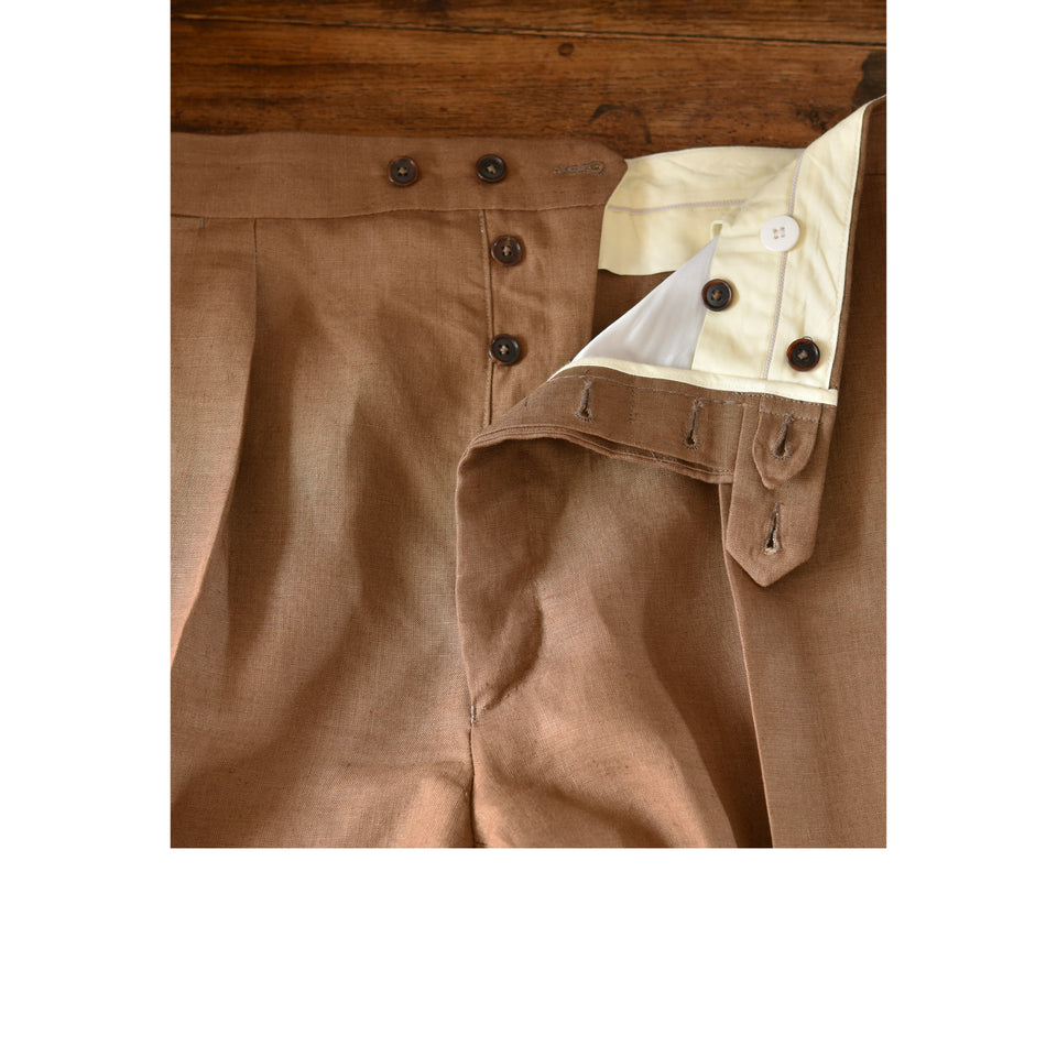 MTO | Irish linen high waisted trousers - dark tan