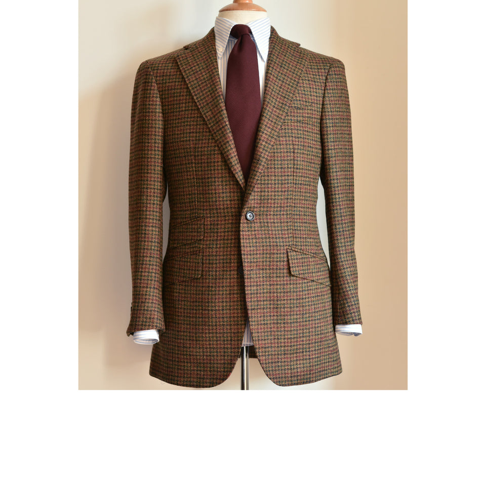 Amidé Hadelin | MTO | Abraham Moon houndstooth check hacking jacket - brown_full