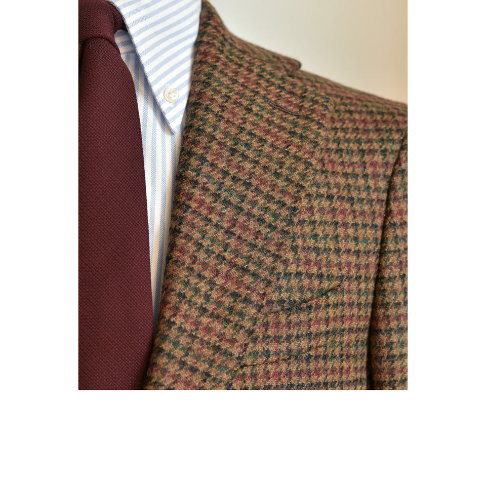 Amidé Hadelin | MTO | Abraham Moon houndstooth check hacking jacket - brown_barchetta pocket